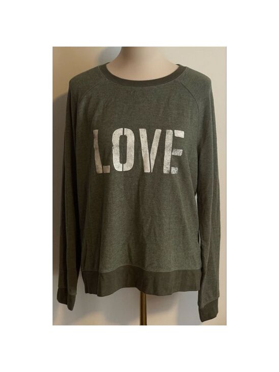 GRAYSON THREADS Tops - Women's Grayson Threads Green/Gray Love Graphic Sweatshirt XL